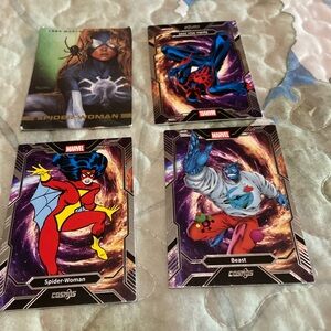 4 cards one Spider-Man two spider woman, and one beast.